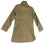 Womens Beige Long Sleeve Zipped Pockets Full Zip Trench Coat Size Small image number 2