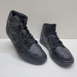 Nike Air Jordan 1 Mid Triple Black Basketball Shoes (554724-091) Men’s