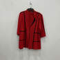 Womens Red Black Trim Knit Long Sleeve Open Front Cardigan Sweater Size 1X image number 1