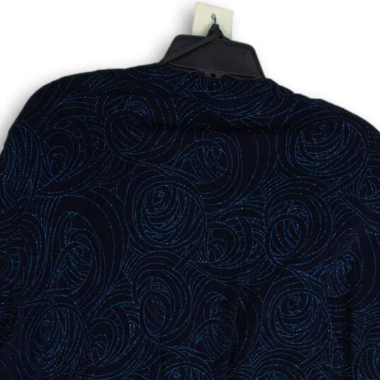 NWT Alex Evenings Womens Blue Printed Long Sleeve Open Front Jacket Size 24 image number 4