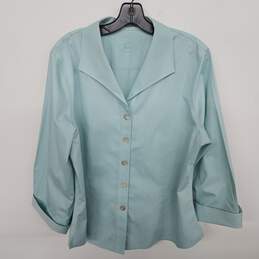 Foxcroft Teal Button Up