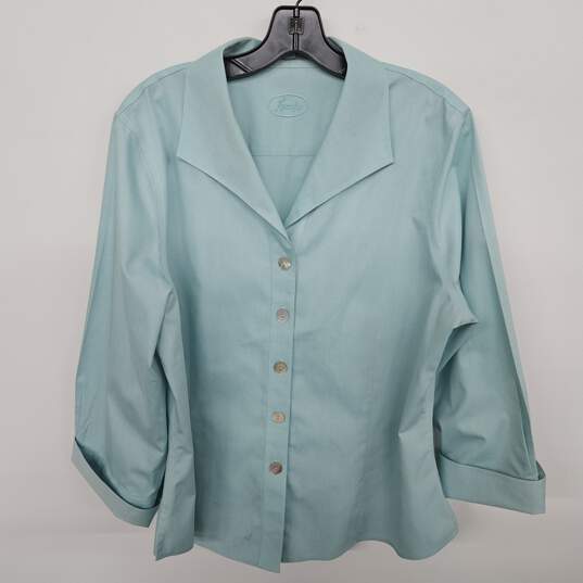 Foxcroft Teal Button Up image number 1