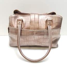 Liz Claiborne Women's Pink Pearl Croc Embossed Leather Handbag alternative image