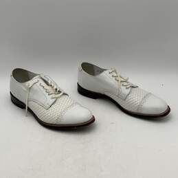 Stacey Adams Mens White Leather Lace Up Loafers Derby Dress Shoes Size 8.5 alternative image
