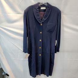 Vintage Collectibles Wool Full Button Long Navy Jacket Size 14