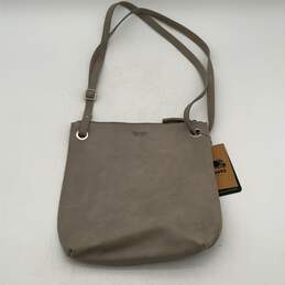 NWT Roots Womens Gray Suede Adjustable Strap Zipper Crossbody Bag Purse