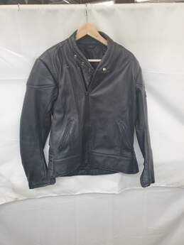 VTG. Mn Motodress Echets Leder Futter Black Leather Zip Jacket Sz 54