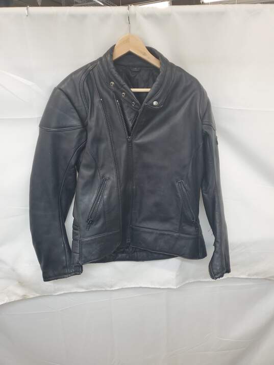 VTG. Mn Motodress Echets Leder Futter Black Leather Zip Jacket Sz 54 image number 1