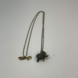 Designer J. Crew Gold-Tone Link Chain Elephant Shape Charm Necklace alternative image