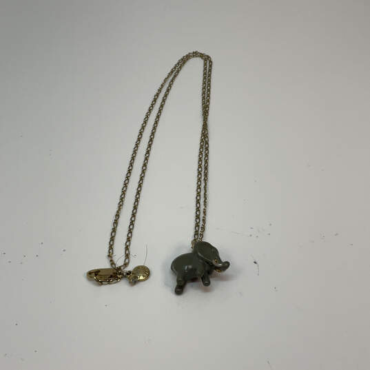 Designer J. Crew Gold-Tone Link Chain Elephant Shape Charm Necklace image number 2