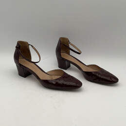 Womens Red Leather Almond Toe Fashionable Block Pump Heels Size EU 40.5 alternative image