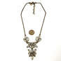 Designer J Crew Gold-Tone Link Chain Crystal Cut Stone Statement Necklace image number 3