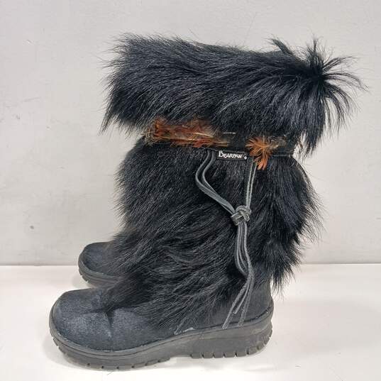 Bear Paw Women's Black Furry Boots Size 5 image number 1