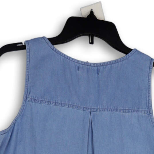 NWT Womens Blue Scoop Neck Sleeveless Side Button Tank Top Size Small image number 4