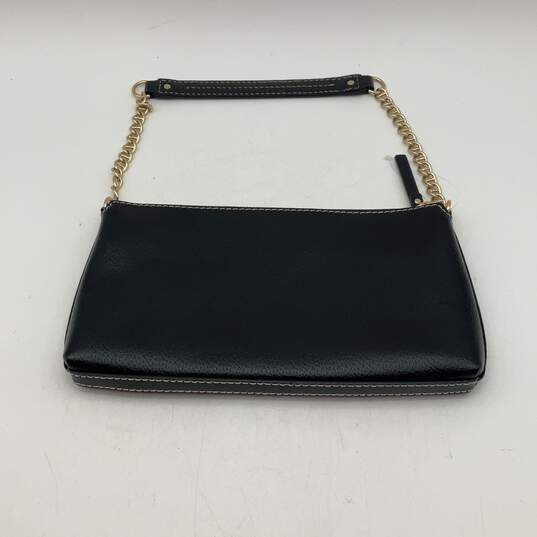 Womens Black Leather Zipper Semi Chain Strap Shoulder Handbag Purse image number 3