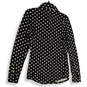 Womens Black White Polka Dot Long Sleeve Spread Collar Button-Up Shirt Sz L image number 2
