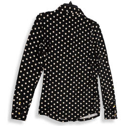 Womens Black White Polka Dot Long Sleeve Spread Collar Button-Up Shirt Sz L alternative image