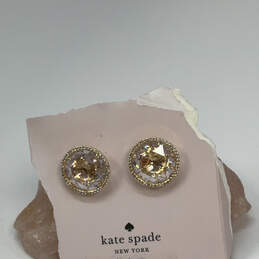 Designer Kate Spade Gold-Tone Cubic Zirconia Flower Shape Stud Earrings