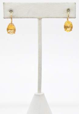 14K Yellow Gold Oval Citrine Lever Back Earrings 2.2g alternative image