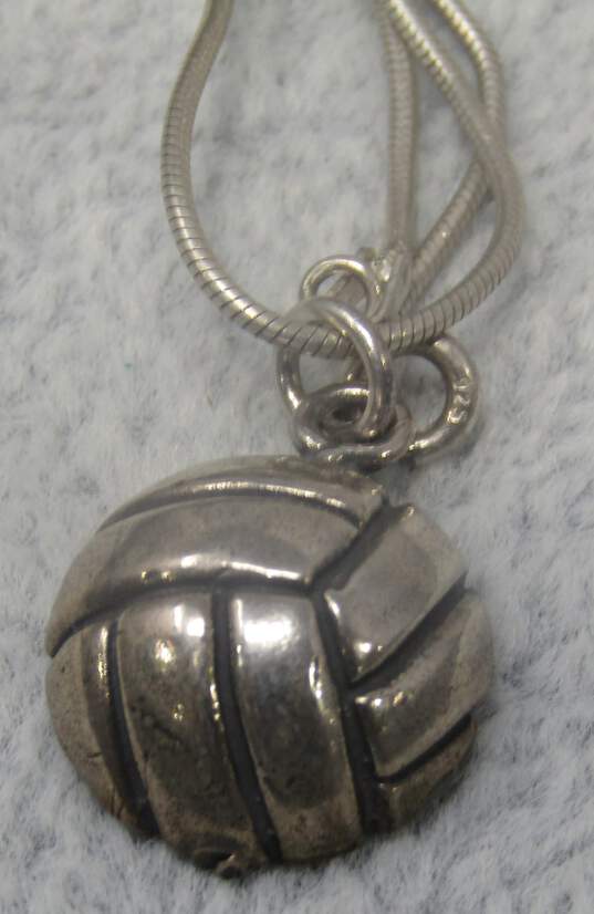 Sterling Silver Fashion Volleyball Necklace image number 1