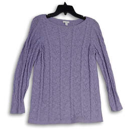 Womens Lavender Knitted Long Sleeve Round Neck Pullover Sweater Size Small