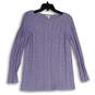 Womens Lavender Knitted Long Sleeve Round Neck Pullover Sweater Size Small image number 1