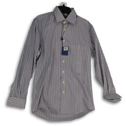 NWT Mens Blue Striped Spread Collar Long Sleeve Button-Up Shirt Size 15.5 L