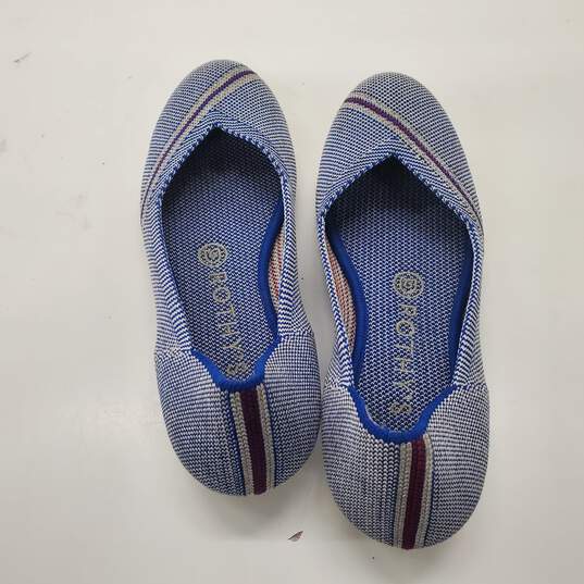 Rothy's Women's Blue Mirror Reflective Stripe Round Toe Flats Size 7 image number 4