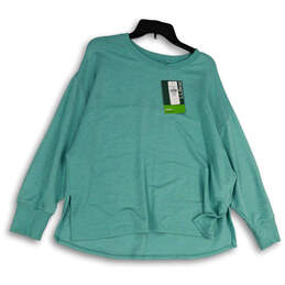 NWT Womens Green Soft Flex Knitted Long Sleeve Pullover Sweatshirt Size L