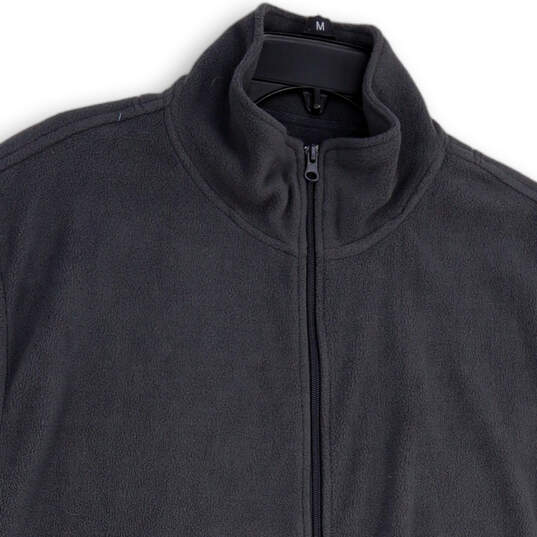 Mens Gray Sleeveless Mock Neck Pockets Full-Zip Fleece Vest Size XL image number 3