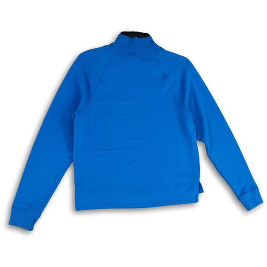 Womens Blue Mock Neck Long SLeeve Knitted Pullover Sweater Size Small image number 2