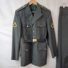 Vintage US Army Green Dress Uniform Jacket Men's 39R & Pants 31R alternative image