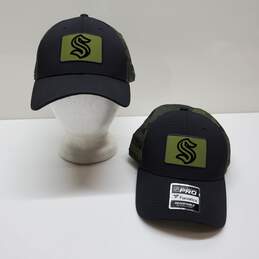 Lot of 2 Seattle Kraken Fanatics Branded Military Appreciation Snapback Hat