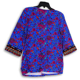 Womens Multicolor Tamuri Floral Beaded 3/4 Sleeve Pullover Tunic Top Sz PXS alternative image