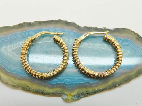 10K Gold Amethyst Accented Hoop Earrings 4.2g image number 1