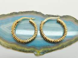 10K Gold Amethyst Accented Hoop Earrings 4.2g