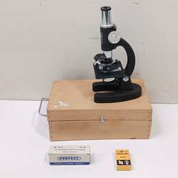 Regency Microscope W/ Wooden Case & Accessories