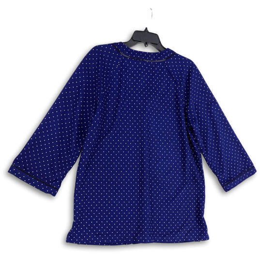 Womens Blue Polka Dot V-Neck 3/4 Sleeve Pullover Blouse Top Size 10-12 image number 4