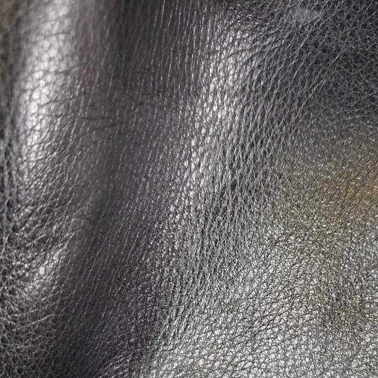 Mens Collared Long Sleeve Full Zip Leather Motorcycle Jacket Size Medium image number 3