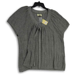 NWT Womens Gray Short Sleeve One Button Cropped Cardigan Sweater Size 3X