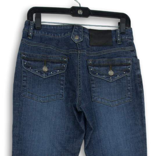 Womens Blue Denim Stretch Medium Wash Pockets Straight Leg Jeans Size 4 image number 4