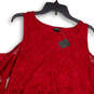 NWT Womens Red Floral Lace Babydoll Stretch Cold Shoulder Blouse Top Size 1 image number 3