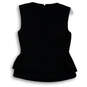 Womens Black Sleeveless V-Neck Back Zip Peplum Hem Blouse Top Size Small image number 2