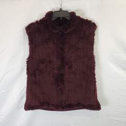 Seeu Women Burgundy Fur Vest sz XL
