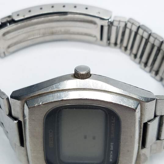 Vintage Retro Seiko LCD Digital Men's Full Stainless Steel Quartz Watch image number 5