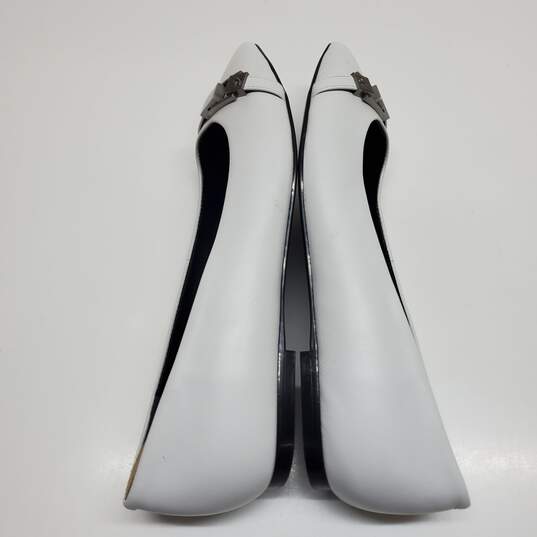 Calvin Klein Women's White Leather Angel Pointed-Toe Buckle-Detail Flat Size 7M image number 2
