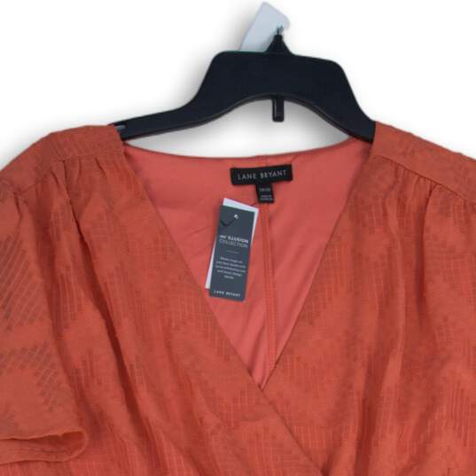 NWT Lane Bryant Womens Coral Lace Surplice Neck Pullover Blouse Top Size 18/20 image number 3