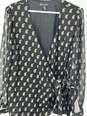 Womens Black Gray Gold Paisley Side Tie Wrap Blouse Top Size 0X T-0528898-D image number 2