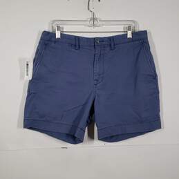 Womens Classic Fit Slash Pockets Flat Front Chino Shorts Size 33