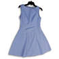 Womens Blue Round Neck Sleeveless Back Zip Knee Length A-Line Dress Size S image number 1